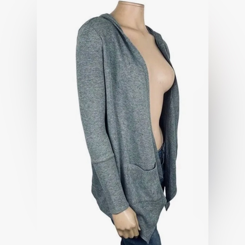 Aeropostale Gray Waffle Knit Open Front Hooded Cardigan Women's medium
